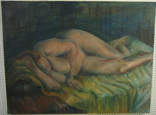 Oil on canvas "Reclining Naked Lady" 34" x 45" unframed
