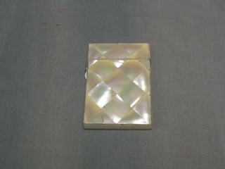 A mother of pearl card case with hinged lid 4"