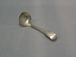 A Victorian silver fiddle and thread pattern sifter spoon, London 1872, 2 ozs