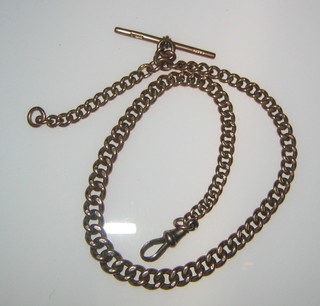 A 9ct gold curb link watch chain 13"