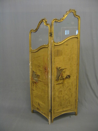 A 19th Century gilt painted 2 fold draft screen