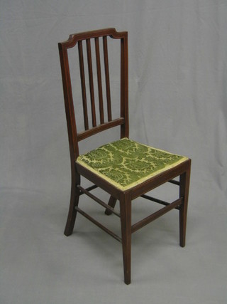 An Edwardian inlaid mahogany bar back bedroom chair