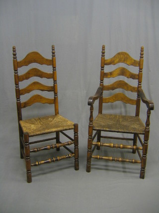 A set of 8 20th Century Continental style high ladder back dining chairs (2 carvers, 6 standard) with woven cane seats