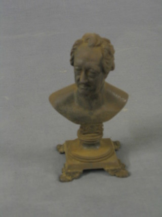 A 19th Century German head and shoulders portrait bust of a gentleman, the base marked Secla Berlin 6"
