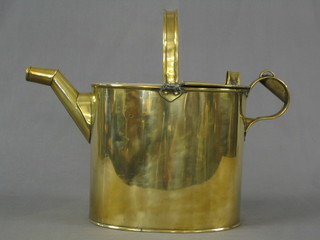 A large Victorian polished brass hotwater carrier 18"