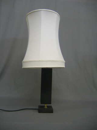 A 20th Century square "slate" table lamp complete with shade 12"
