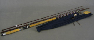 A Hardy Palakona twin section split cane fishing rod - The LL de France complete with fibre carrying case