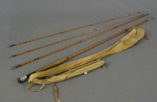 A Hardy 3 section split cane fly rod - The Gold Medal, with spare tip