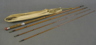 A Hardy 3 section split cane fly rod The Wye (with spare tip)