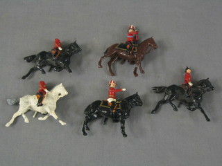 A Britains figure of a mounted Field Marshall with binoculars, 1 other mounted Field Office, 1 Military Officer and 2 other Officers (heads f)