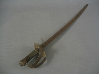 An Antique heavy cavalry sabre with 35" blade (blade and hilt corroded)
