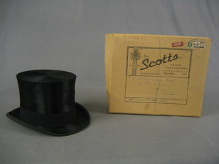 A gentleman's black silk top hat by Christie, approx size 7 1/4