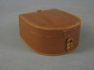An old horse shoe shaped leather collar box (strap f)