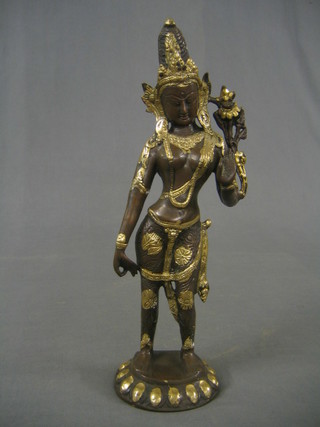 A bronze figure of a standing Eastern Deity 16"