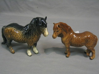 A Sylvac figure of a standing brown Fell pony 5" and 1 other figure of a Fell pony 6"