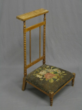 A 19th Century bleached walnut Prie-Dieu chair (damage to back and foot)