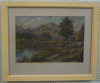 G Somerton, pastel "Train by Coniston Water" signed and dated 1978 13" x 19"