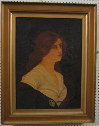 M Juniper, head and shoulder portrait "Seated Lady" signed and dated 1914 21" x 15"