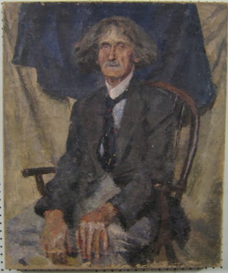 Oil on canvas "Portrait of a Seated Elderly Gentleman" 24" x 20" unframed