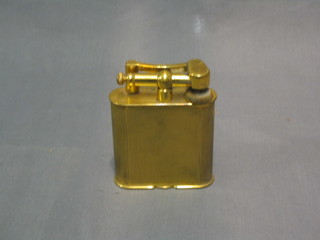 A gold plated Dunhill table lighter, the base marked no. 390107 RD 737418, 4" 