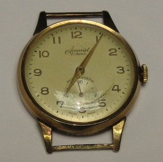 A gentleman's Accurist wristwatch contained in a gold case