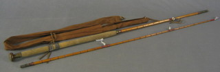 An Alcock twin section split cane boat rod