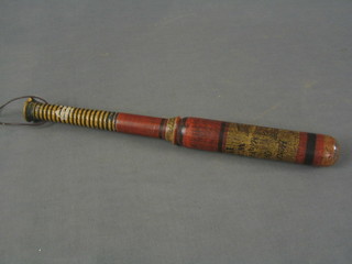A William IV painted tip staff with coat of arms and Royal Cypher, 15 1/2"