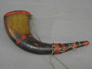 An Eastern horn powder flask 12" 