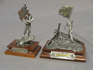 A limited edition pewter figure of an American Civil War soldier, raised on a hardwood base 8" and 1 other