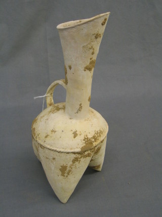 A curious Eastern white glazed pottery jug 14"