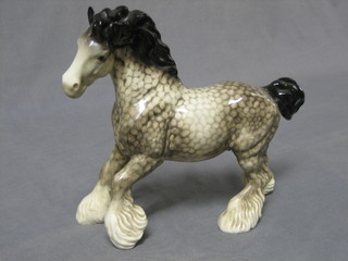 A Beswick figure of a dapple grey shire horse 8" (ear f)