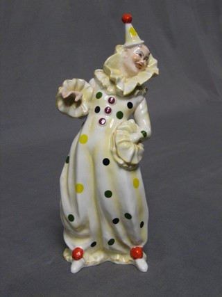 A Coalport figure of a standing clown 10"