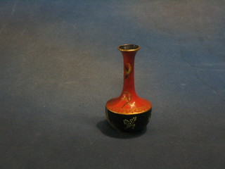 A Carltonware club shaped vase with black and orange ground (f and r) 4 1/2"