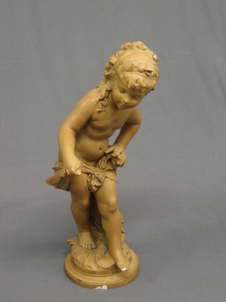 A 20th Century plaster garden figure of a standing girl 20" 