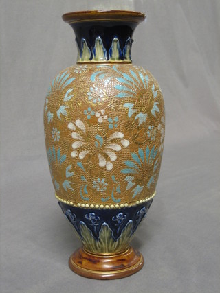 A Royal Doulton salt glazed club shaped vase, base marked Royal Doulton and impressed 4461 12"