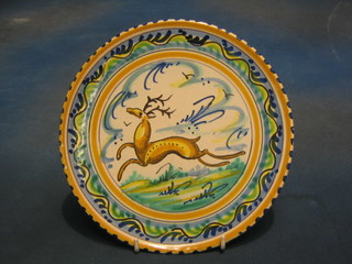 6 19th Century style Spanish Talavera plates decorated buildings and figures 9" (f and r)