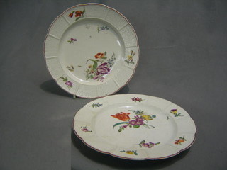 A pair of 18th Century Ludwigs? bird plates with floral decoration 10"