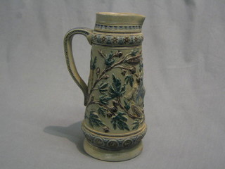 A German salt glazed jug decorated Bacchus 10"