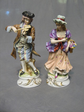 A pair of 19th Century style porcelain figures Gallant and Belle 6"