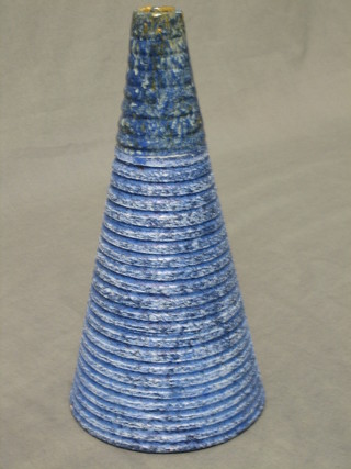 A Gustavseerg Art Pottery blue glazed vase of conical form