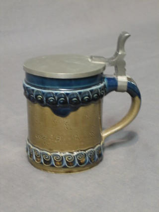 A 20th Century Rosenthal tankard with pewter lid 4"