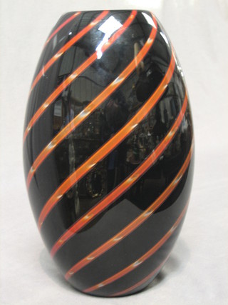 A Murano glass oval shaped vase, the base signed 11"