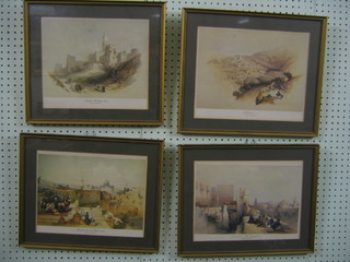 4 reproduction lithographs after David Roberts "Scenes From the Holy Land" 10" x 11"