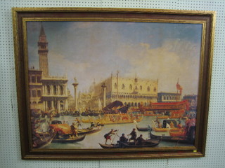 After Canaletto, a coloured print "Venice" 35" x 46"