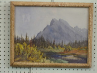 Bintt?, watercolour drawing "Canadian National Park?" 10" x 13"