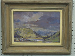 Malcolm R Rogers, oil painting on board "Norwegian Summer Leon-Nordfjord", signed  9" x  13"