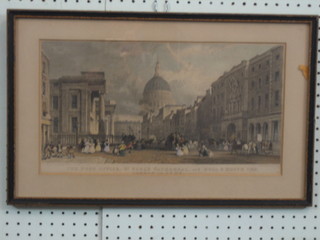 After Alem, 19th Century coloured print  "Post Office, St Paul's Cathedral and The Bull & Moss Inn" 1829, 9" x 16"