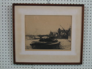 An etching "The Pool of London" signed in the margin John S? 8" x 11 1/2"