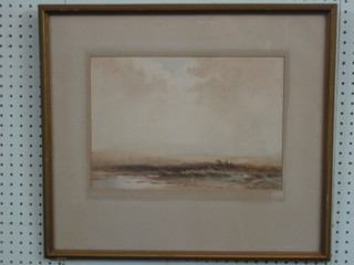 Ruben Southey, impressionist watercolour "A Grey Day Near Tawmarsh Dartmoor" 10" x 14"