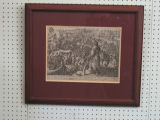 An 18th Century Continental monochrome print "Battle Scene" 9" x 12"